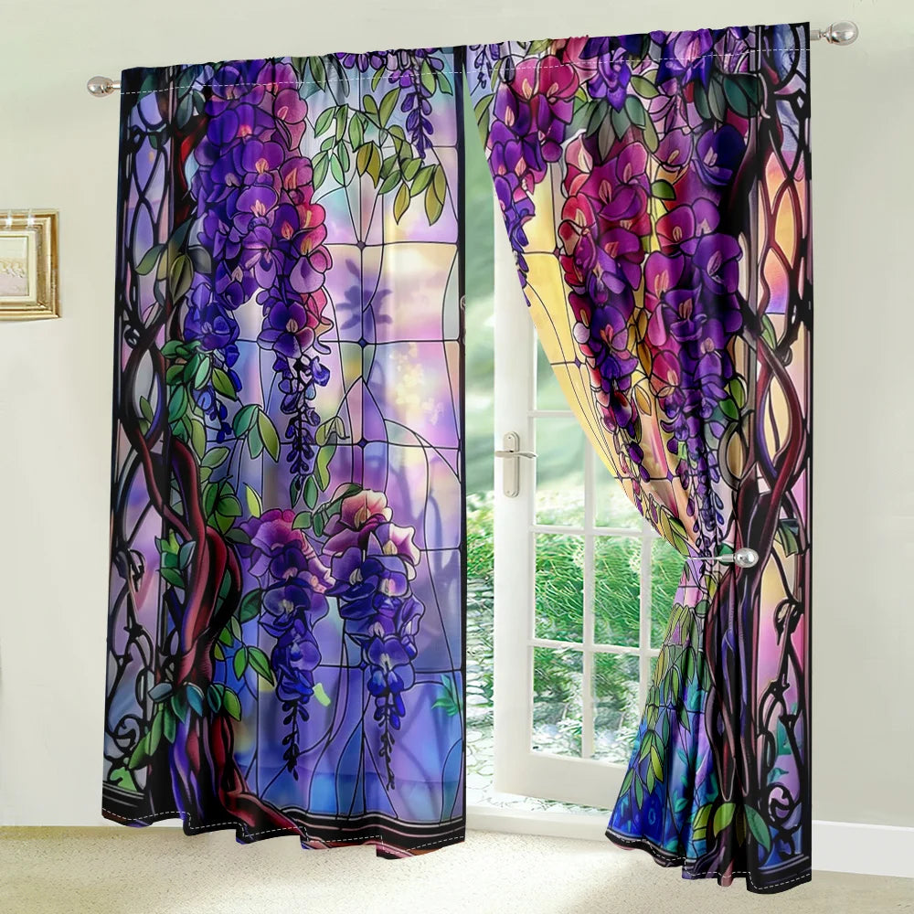 Anhui Wisteria Stained Glass Curtains Dreamy Living Room