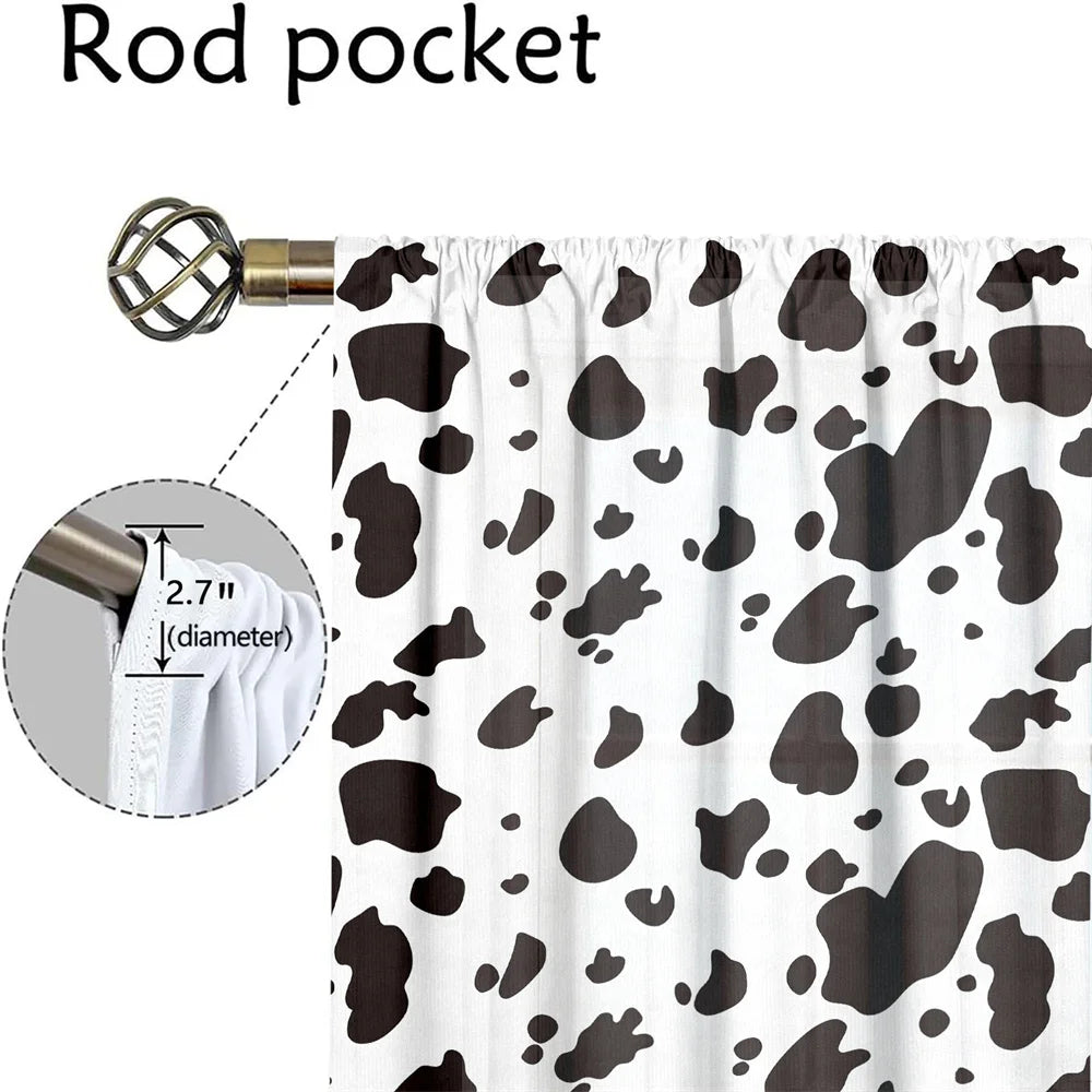 Anhui Animal Texture Cow Spots Farm Theme Curtains Set