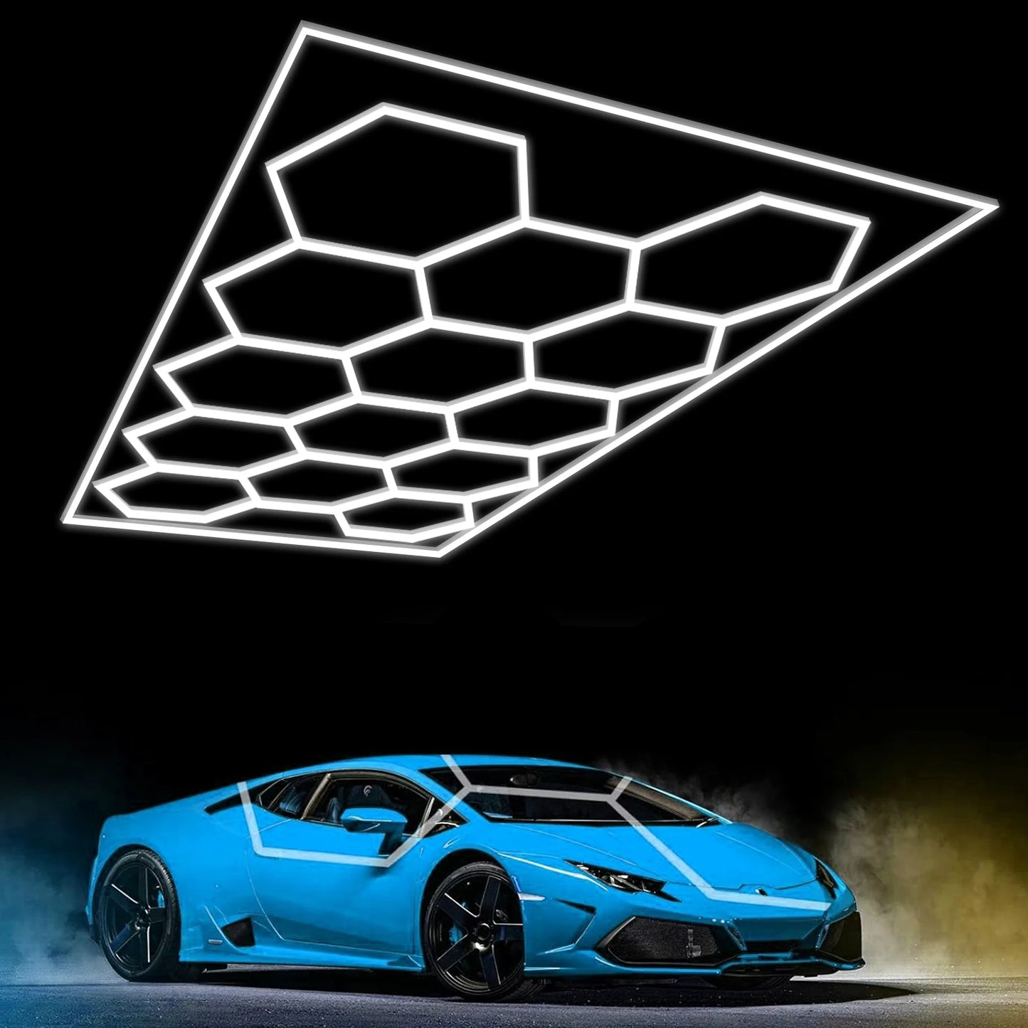 Hexagon LED Garage Lights With Frame 14 Hex Grid 720W