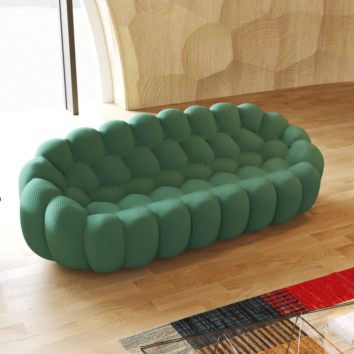 Sdorens Curved Mesh Fabric Bean Bag Sofa For Living Room