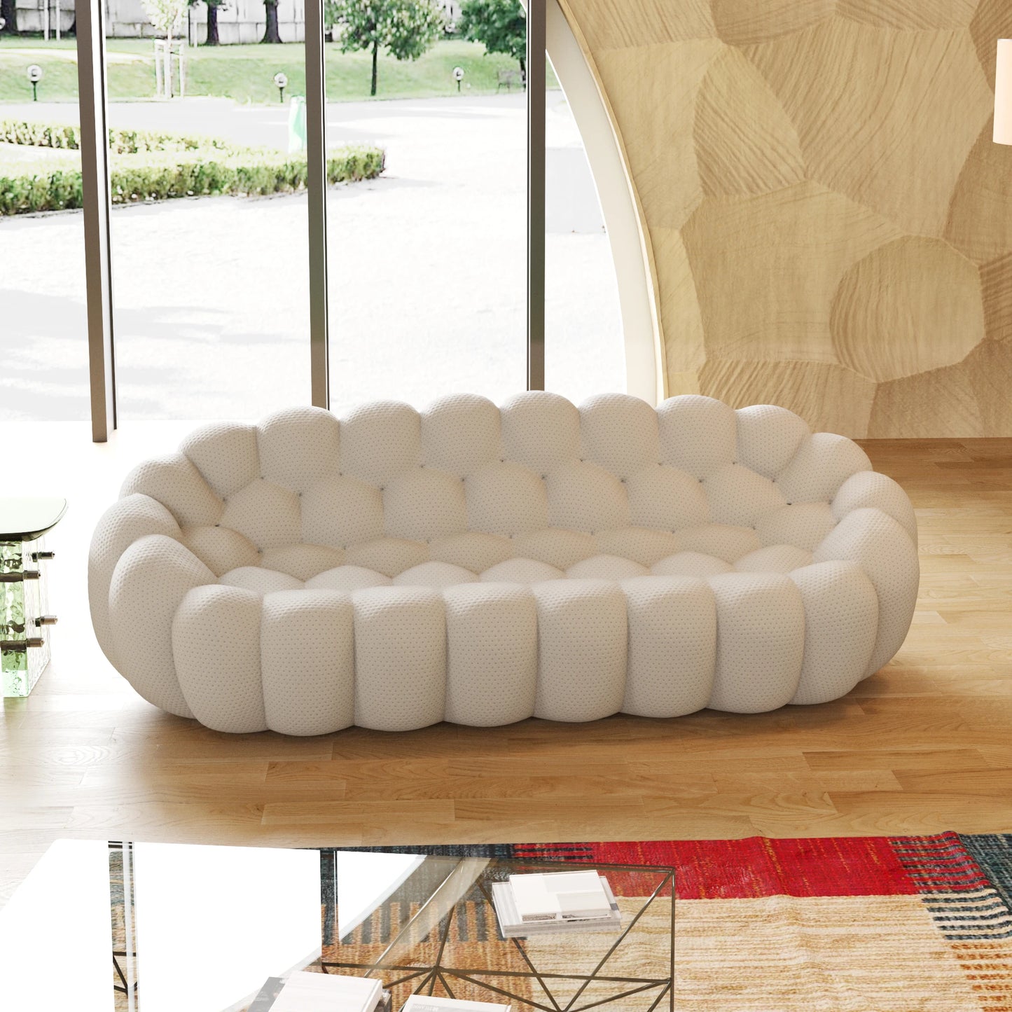 Sdorens Curved Mesh Fabric Bean Bag Sofa For Living Room