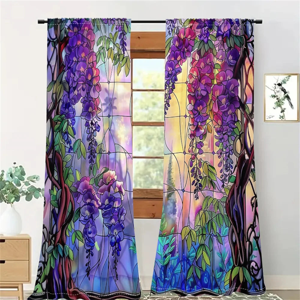 Anhui Wisteria Stained Glass Curtains Dreamy Living Room