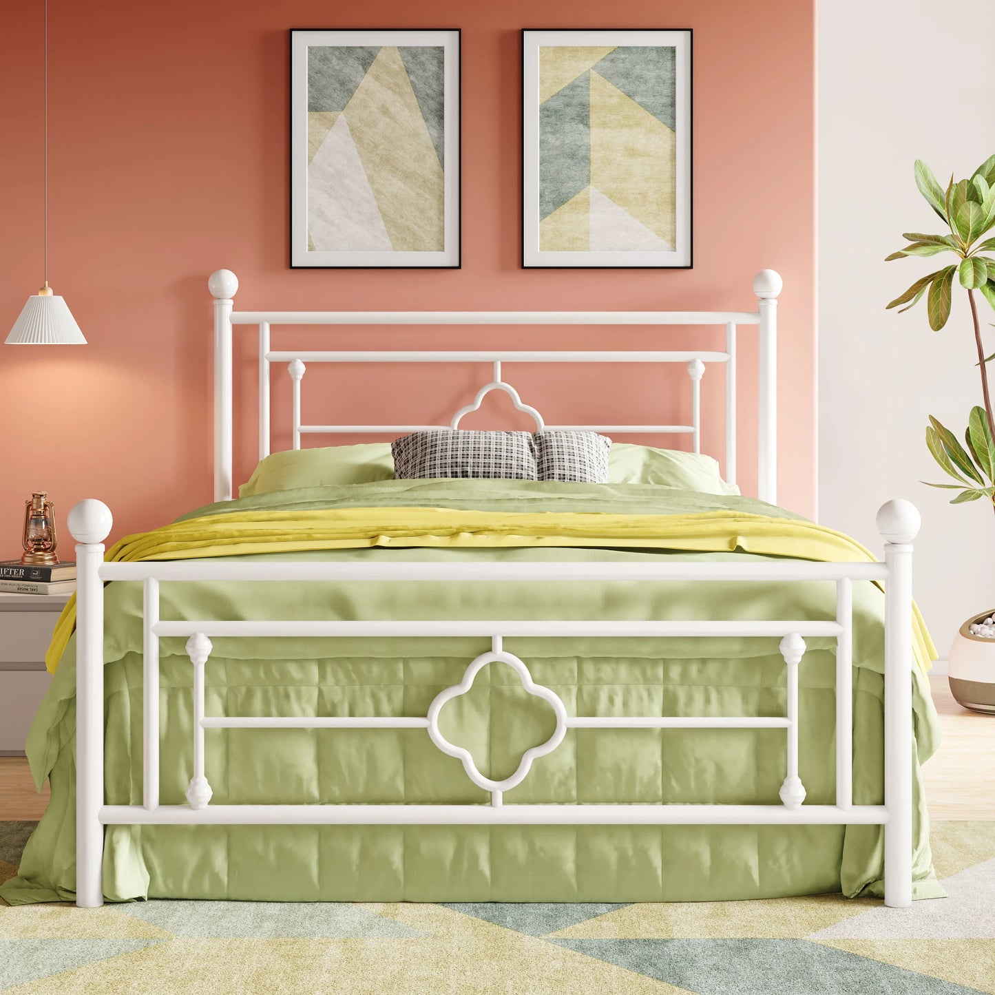 HOOMI Metal Platform Bed Frame Victorian Style Wrought Iron