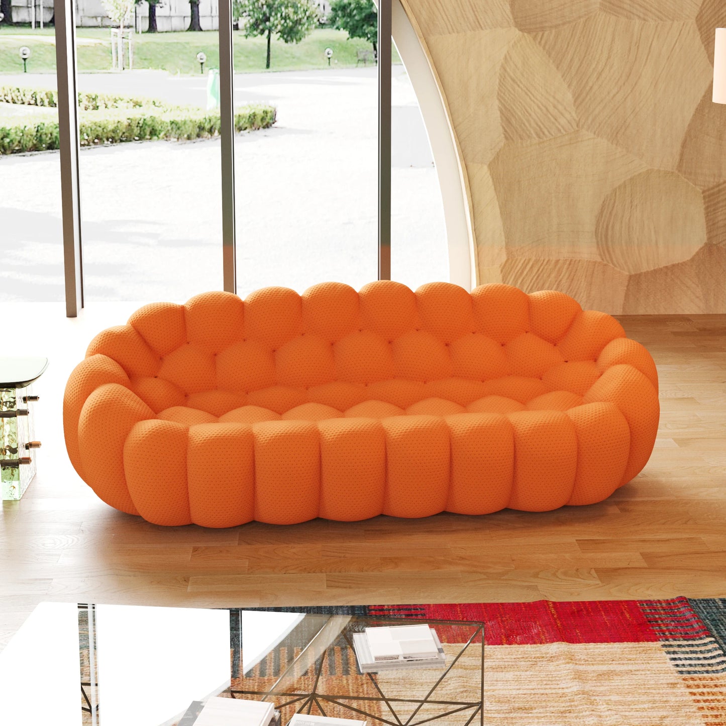 Sdorens Curved Mesh Fabric Bean Bag Sofa For Living Room