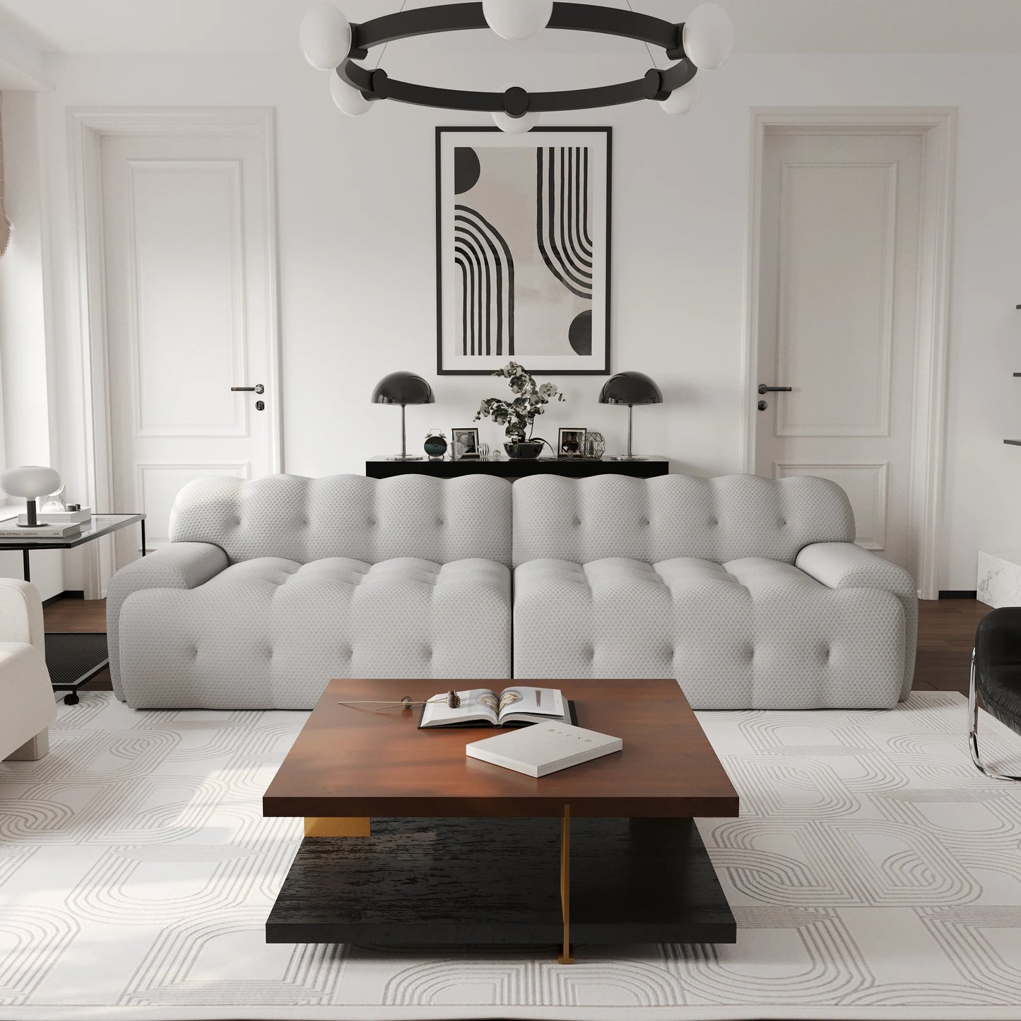 Sdorens Modular Sectional Sofa Curved 3D Mesh Fabric Living Room