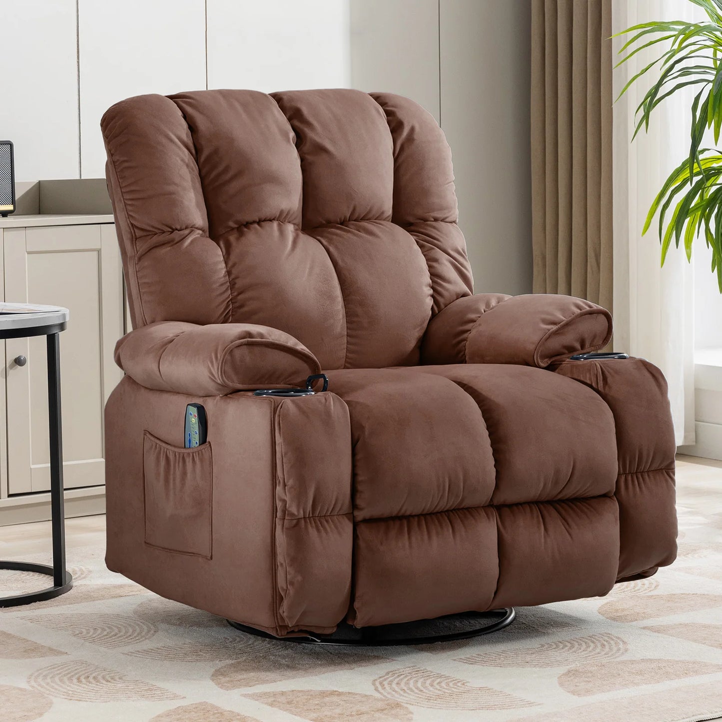 Comhoma Recliner Chair Swivel Rocker With Cup Holders