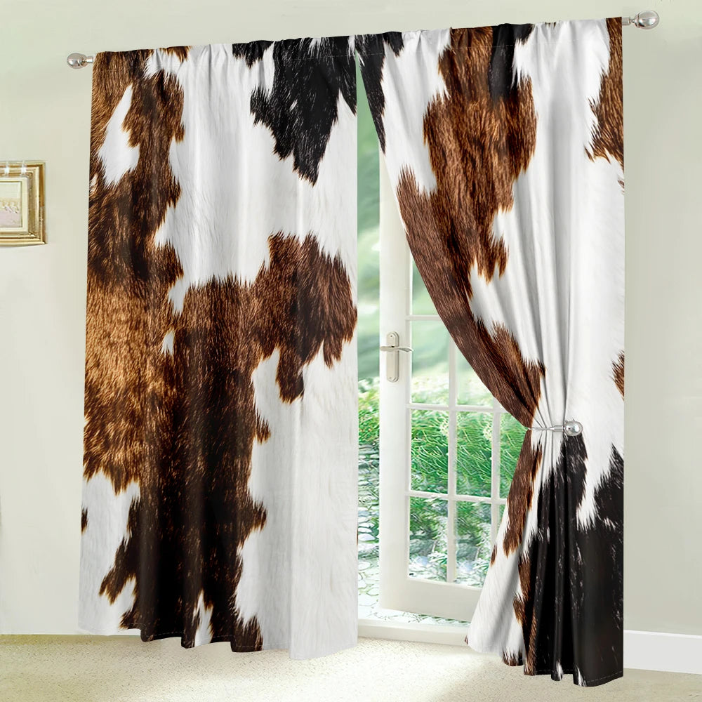 AnhuiCraft of Weaving Cowhide Print Curtains Living Room