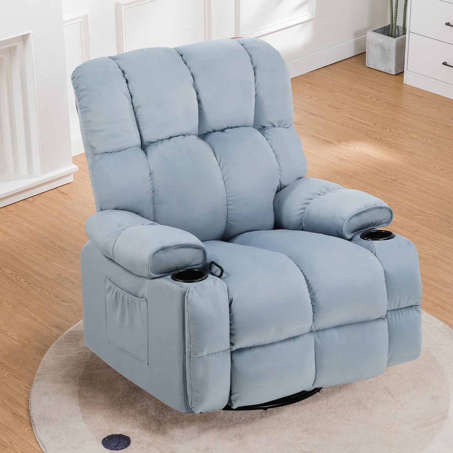Comhoma Recliner Chair Swivel Rocker With Cup Holders
