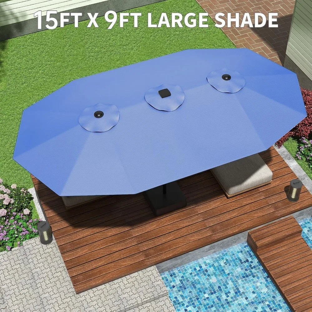 Highconcerned 15ft Rectangular Patio Umbrella With Base Included