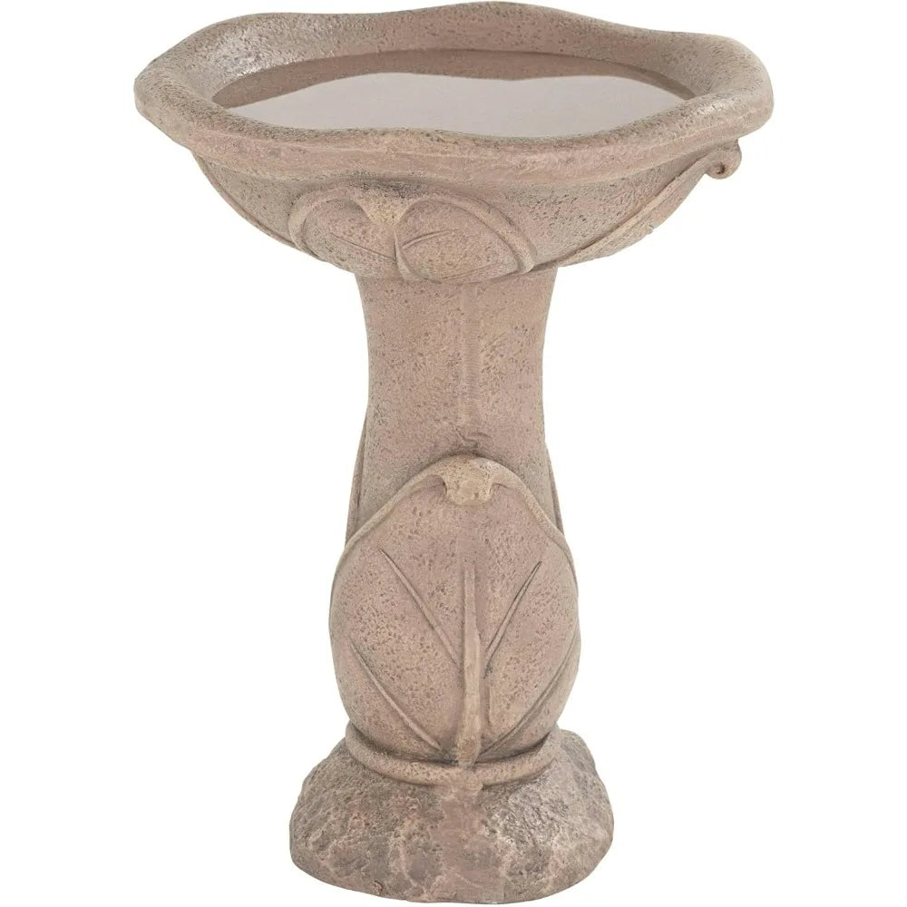 Lamps Plus Water Lily Solar Lighted Cement Floor Fountain Birdbath