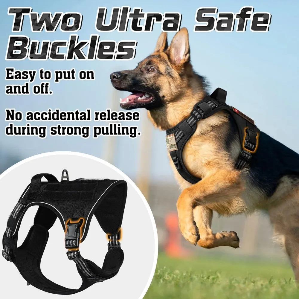 Tactical Dog Harness No Pull Military Service Vest With Handle And Molle For Training And Walking