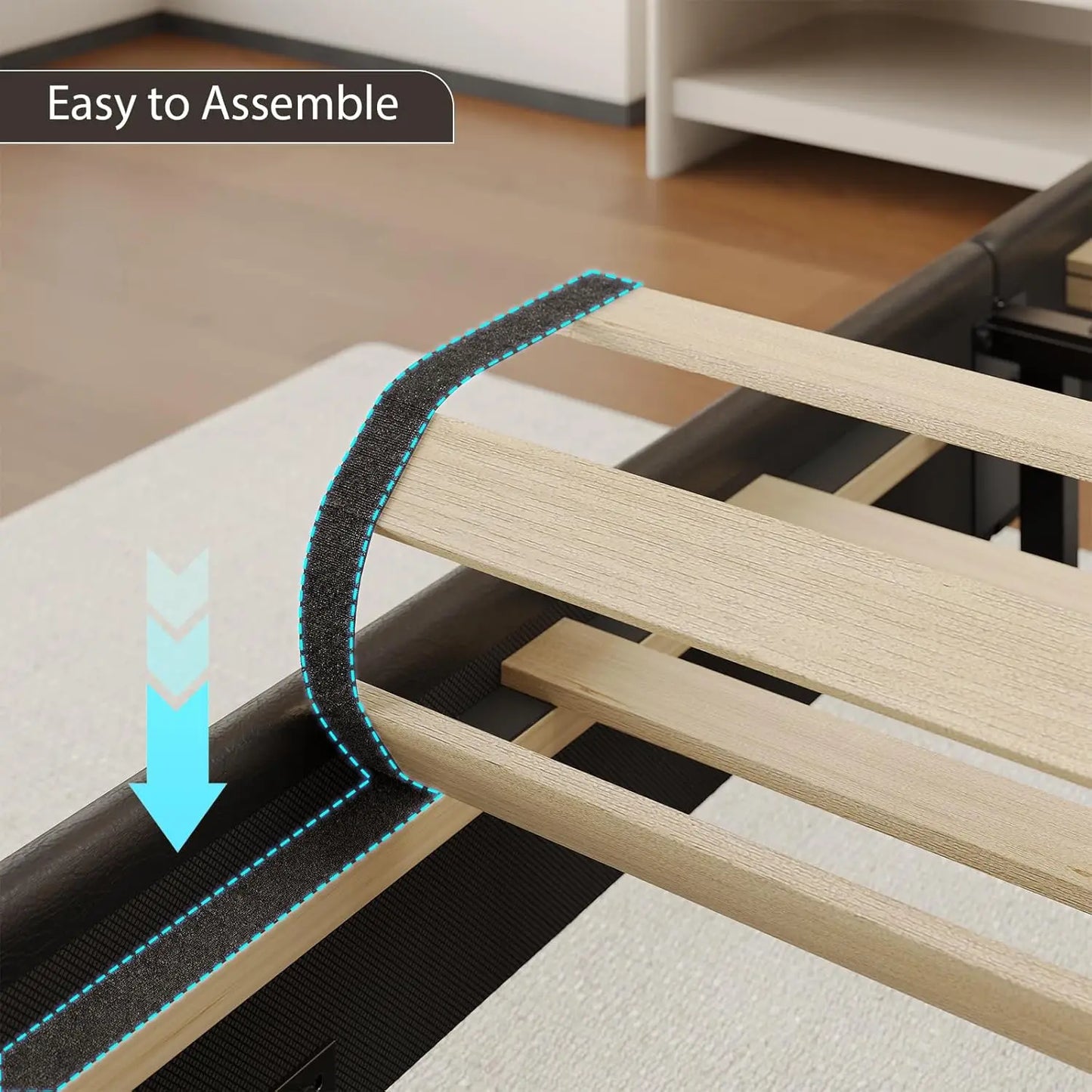 Floating Bed Frame Storage Headboard LED Lights And Charging Station