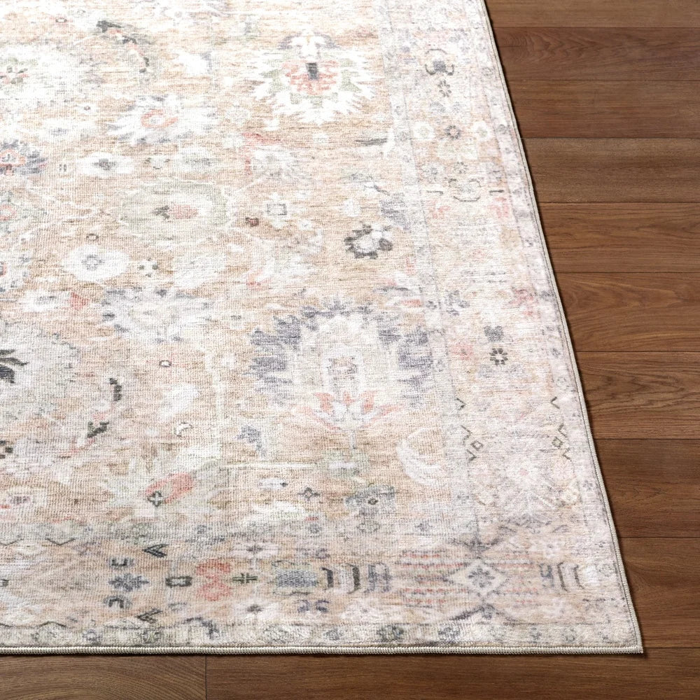 Fujian Ultra Soft Vintage Floral Area Rug Washable Low Pile