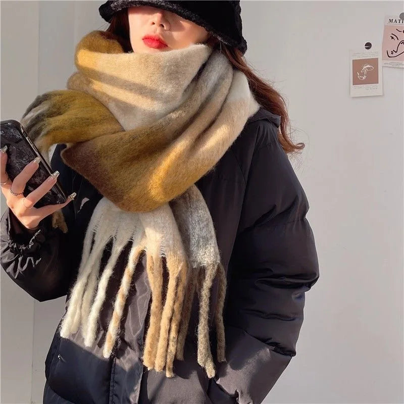 SENAIFEICN Winter Thick Warm Scarf Women Polyester Shawl