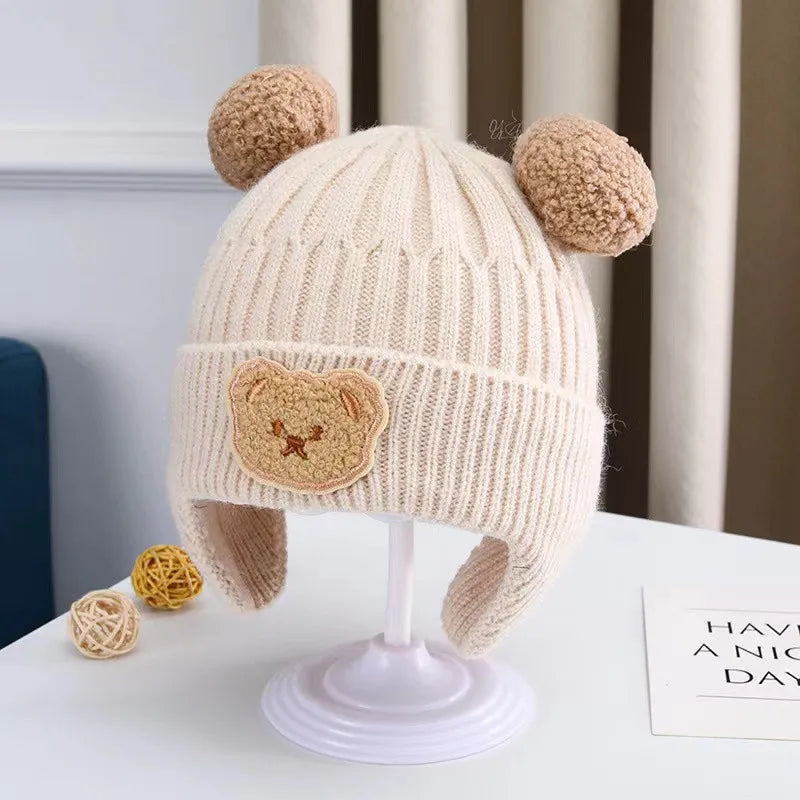 Baby Bear Ear Protection Winter Knit Hat Unisex