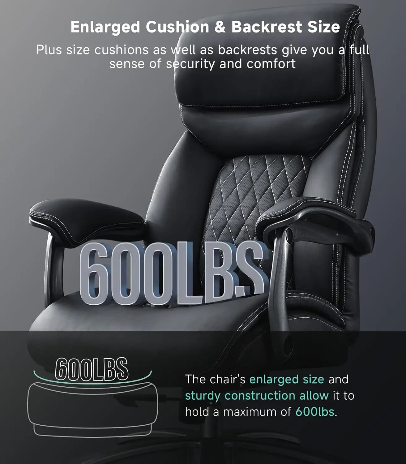 XMSJH Heavy Duty Office Chair With Wide Armrests And Lumbar