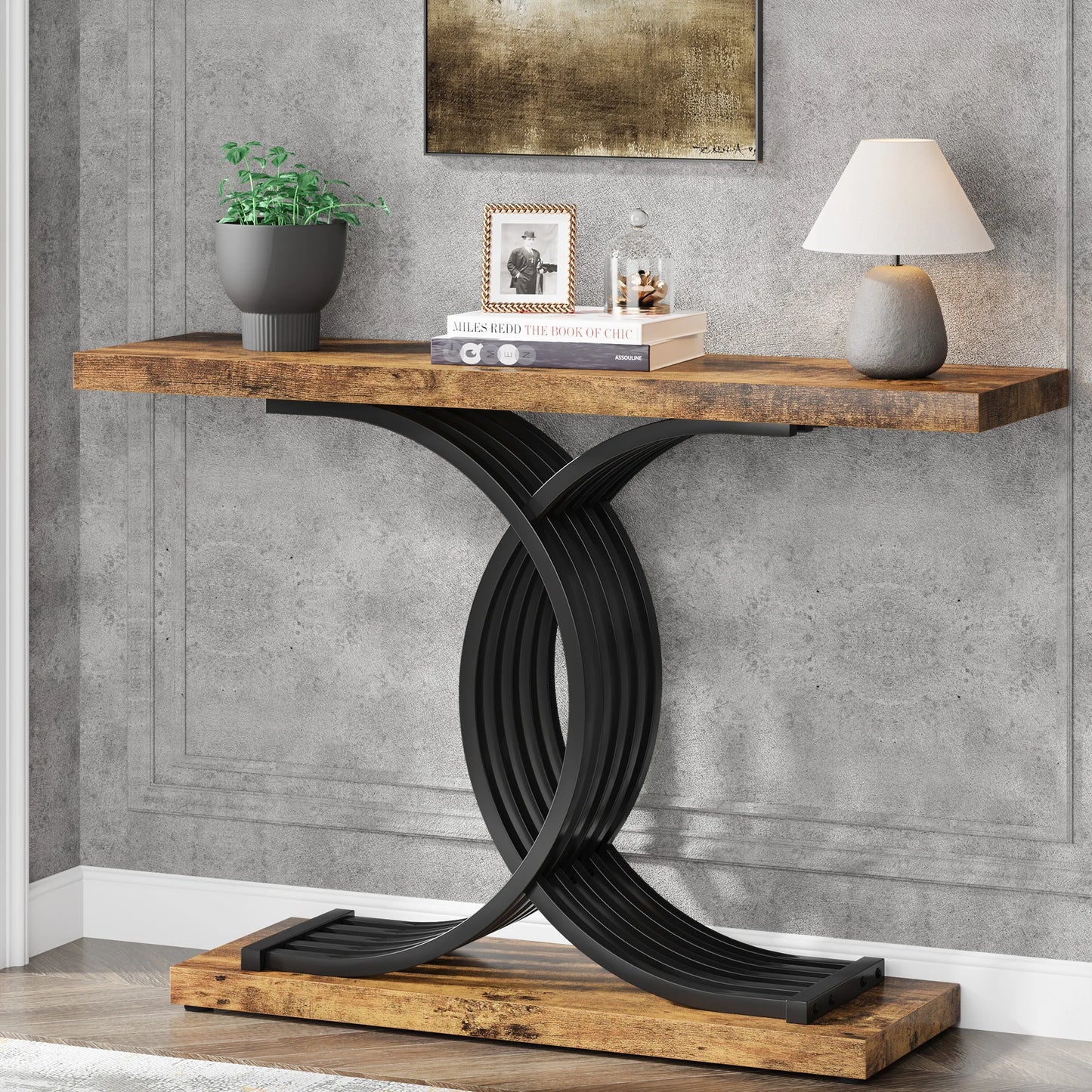 Tribesigns Modern Entryway Console Table With Geometric Metal Legs