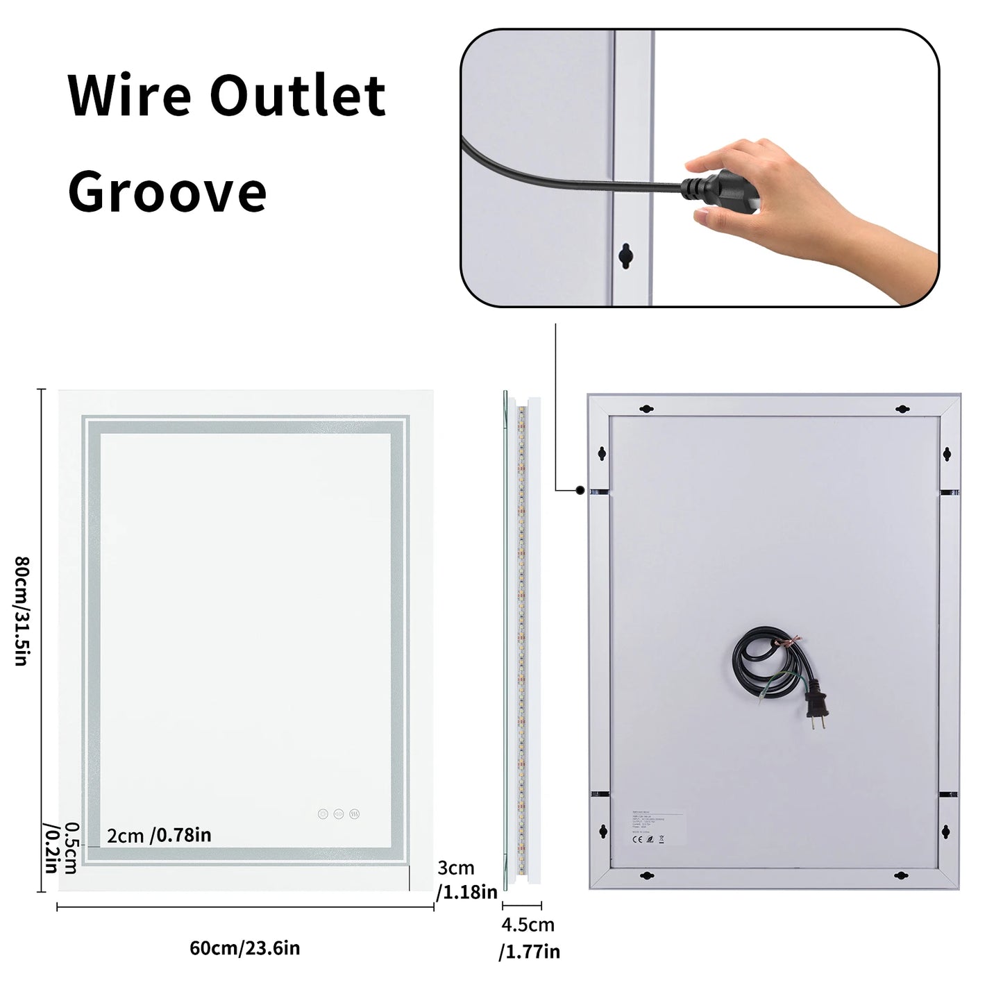 Wisfor Led Backlit Bathroom Mirror Front Light Anti Fog