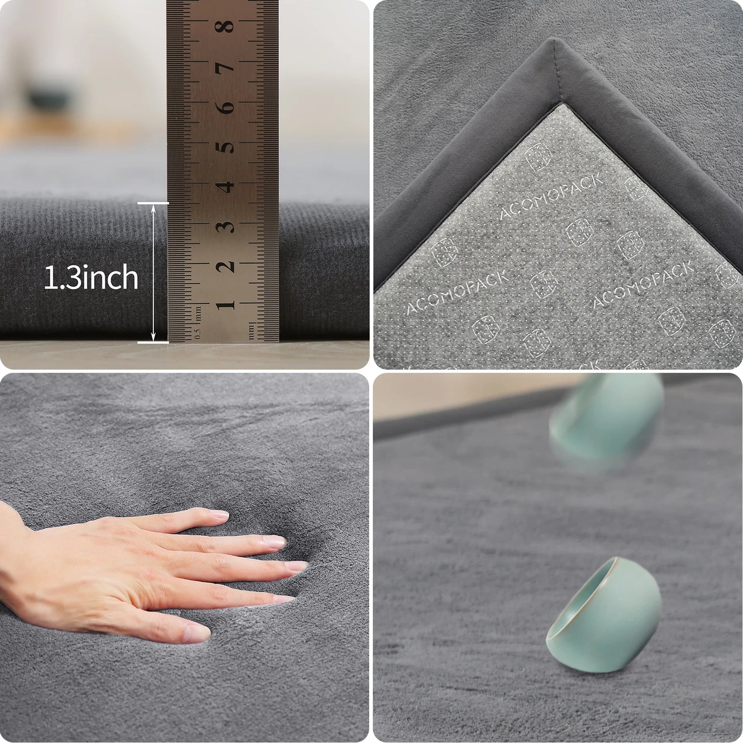 Huloo Sleep Coral Velvet Solid Rug For Living Room Mat