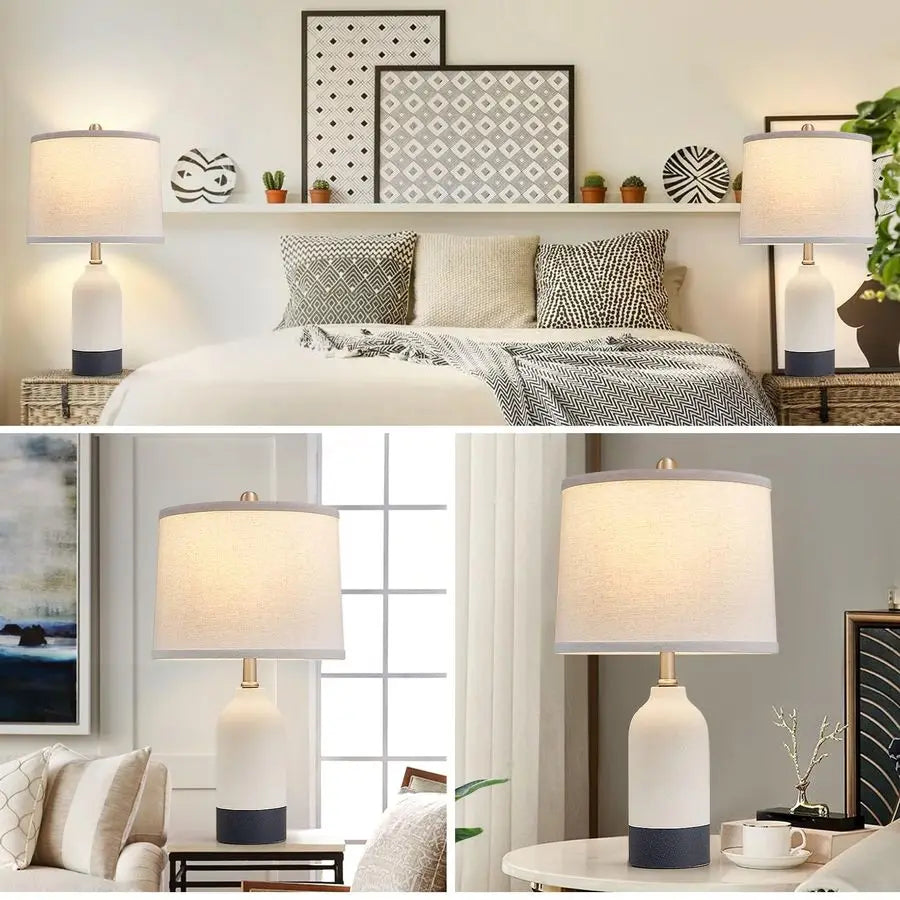 Ceramic Table Lamp Set of 2 Adjustable Color Temperature Lamps