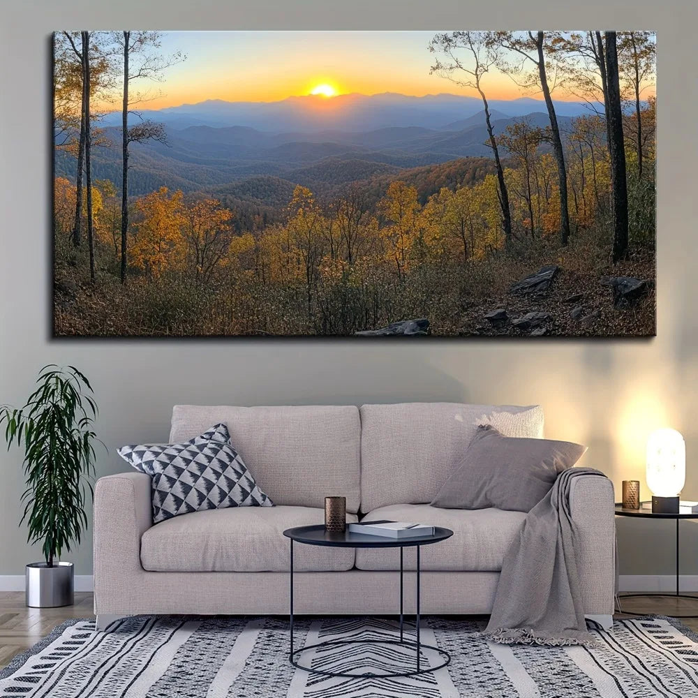 Hign-Concerned Pine Wood Frame Blue Ridge Mountain Photo
