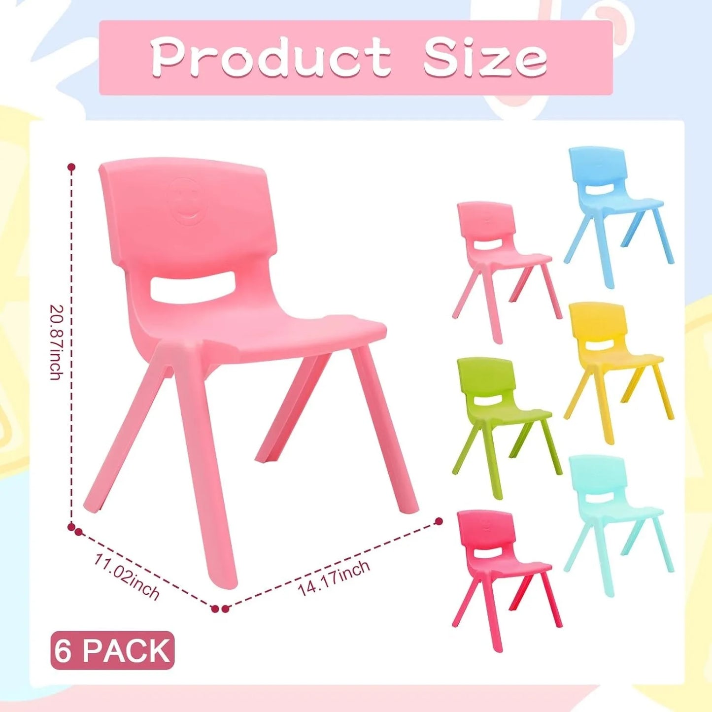 BymaocarHign-concerned Stacking Stools 6 Piece Plastic Classroom Chairs