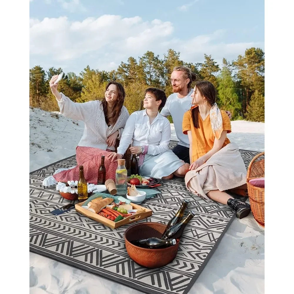 XMSJ Flatweave Outdoor Rug With Rubber Backing Non Slip
