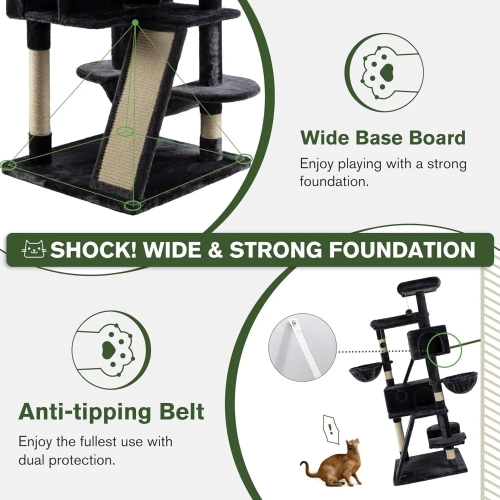 DAFIFY Three Level Cat Tree With Sisal Posts And Perches