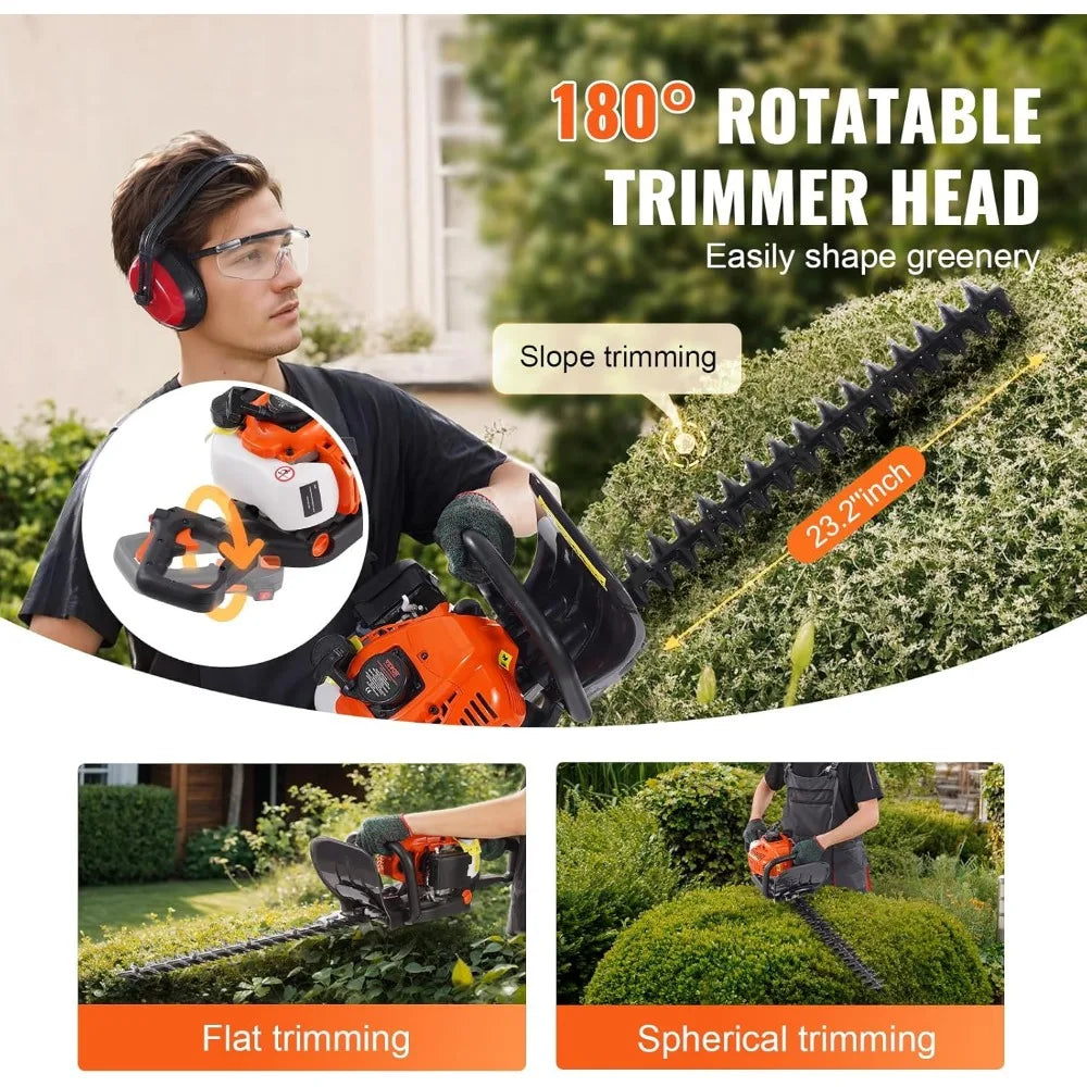 Gas Hedge Trimmer 26cc 23.2 Inch Dual Sided Blade Handheld