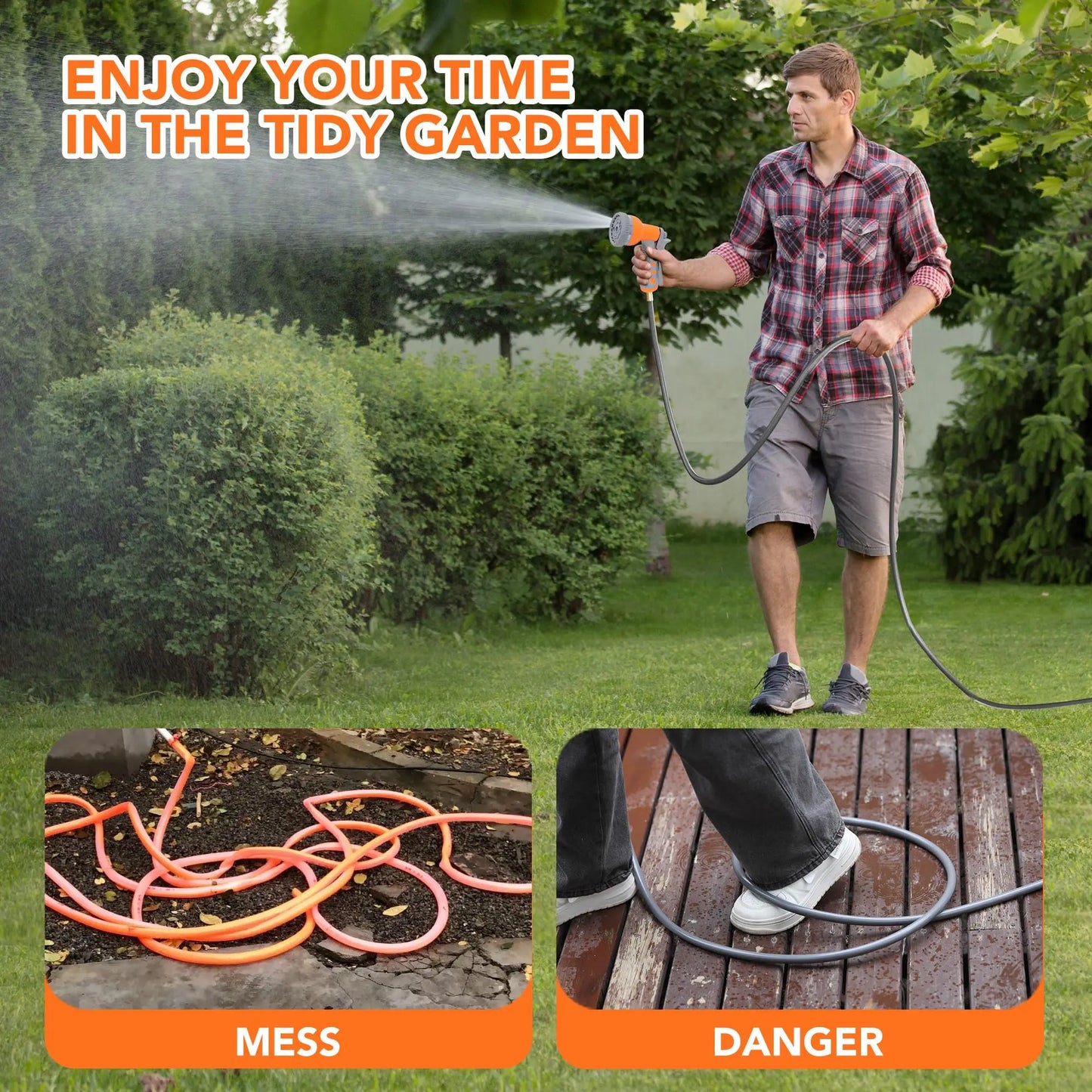 Hignconcerned Chemical Garden Hose Reel with Sprayer