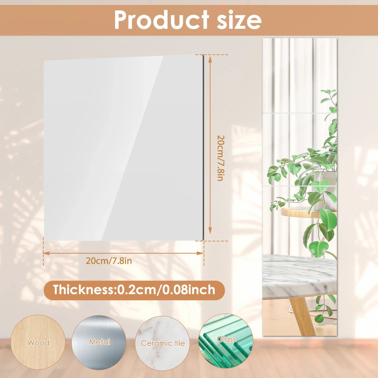 Hign Concerned Acrylic Mirror Tiles Adhesive Stickers