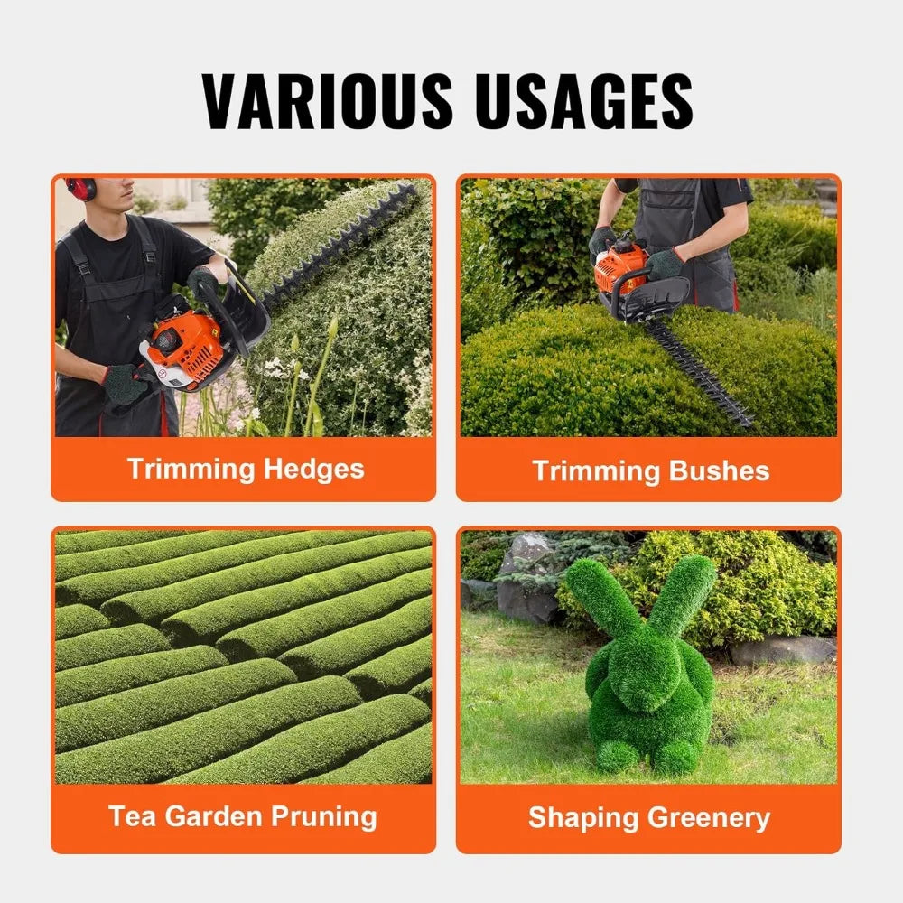 Gas Hedge Trimmer 26cc 23.2 Inch Dual Sided Blade Handheld