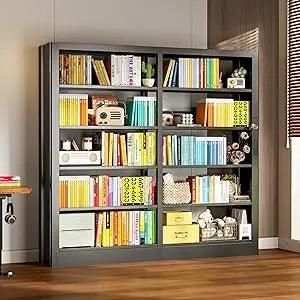 DAFIFY 5 Tier Metal Bookcase With Adjustable Shelves