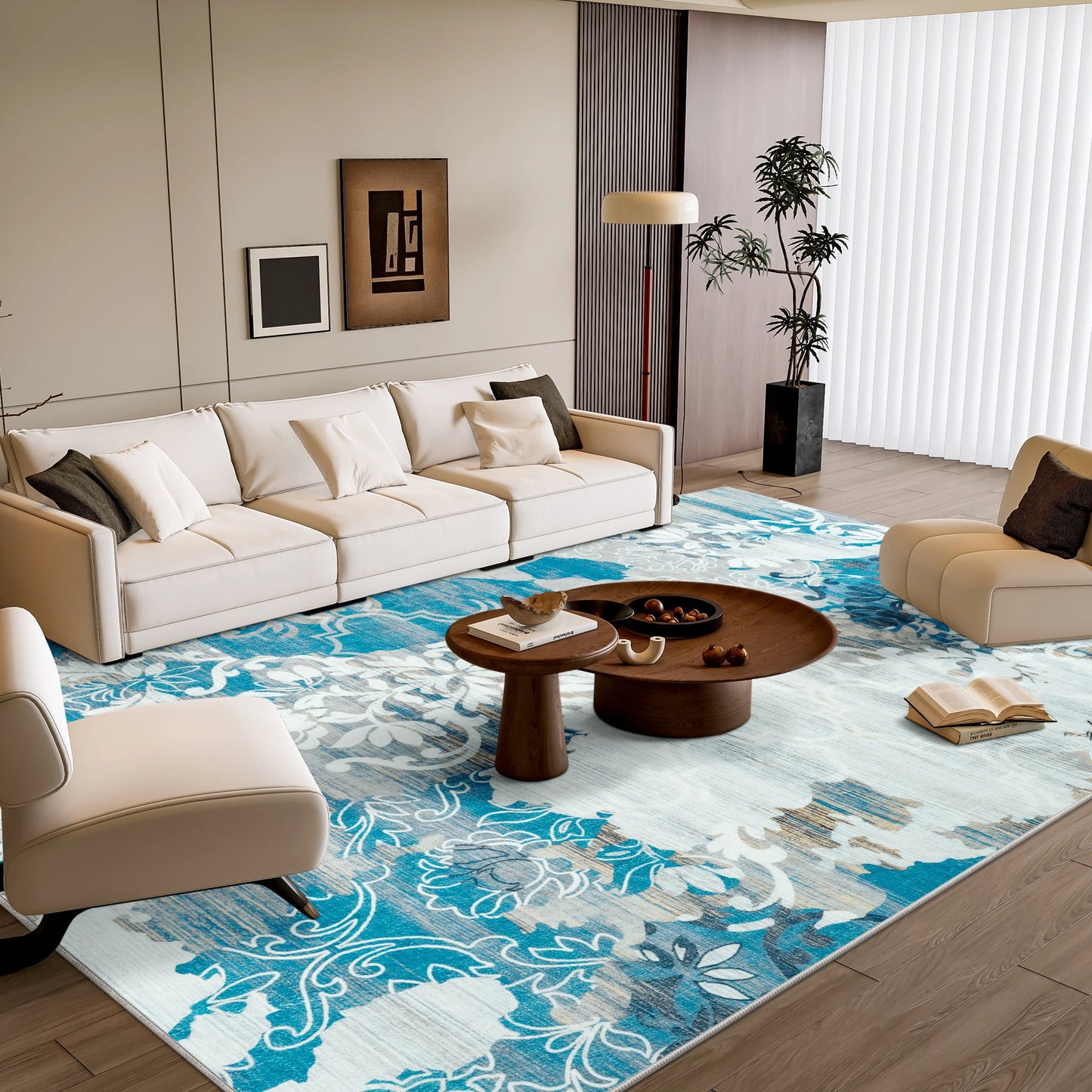 Zhejiang Floral Faux Wool Area Rug For Living Rooms