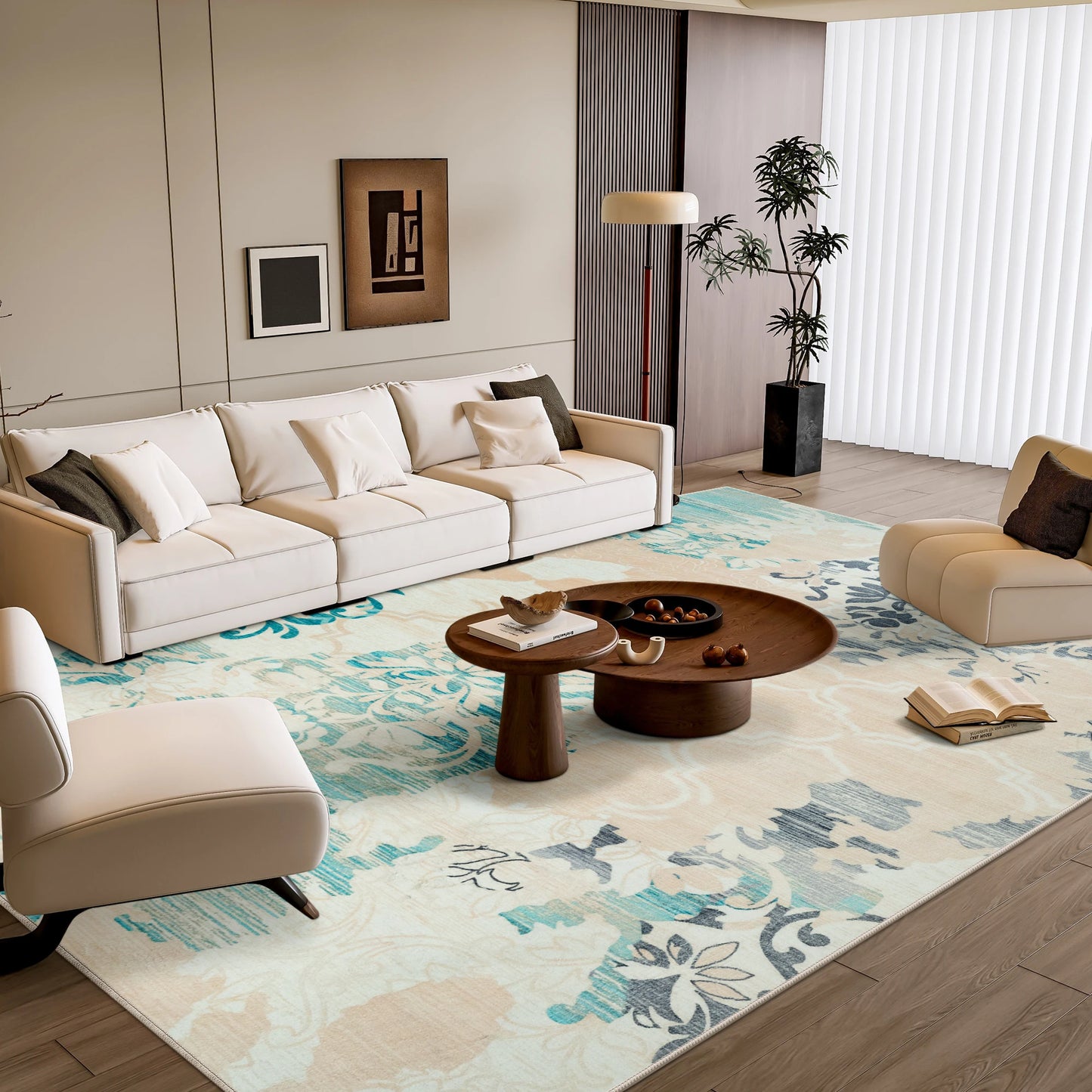 Zhejiang Floral Faux Wool Area Rug For Living Rooms