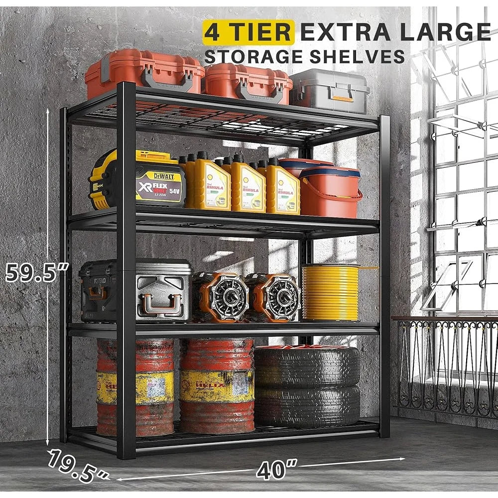 Hign-concerned Heavy Duty Garage Shelving Four Tier Rack