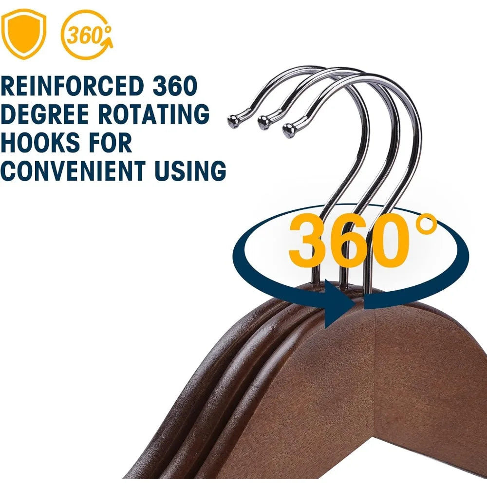 Walnut Wood Hangers 20 Pack Heavy Duty Closet Hangers