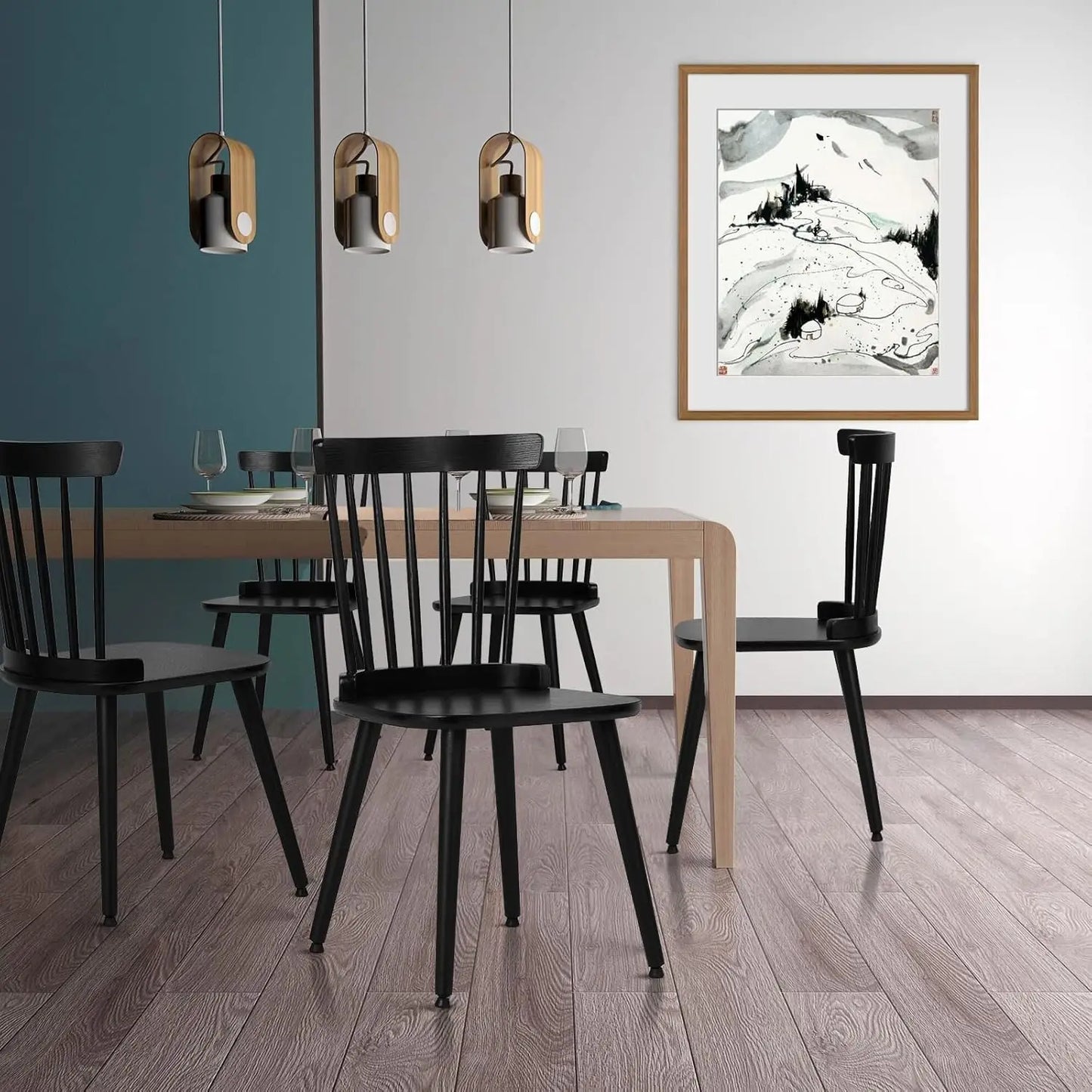 XMSJ Windsor Farmhouse Dining Chair Set Spindle Back