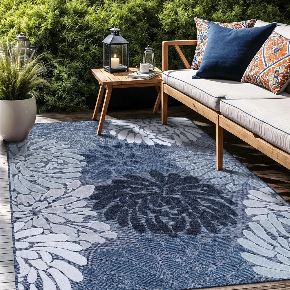 XMSJ Floral Indoor Outdoor Rug for Living Room and Patio