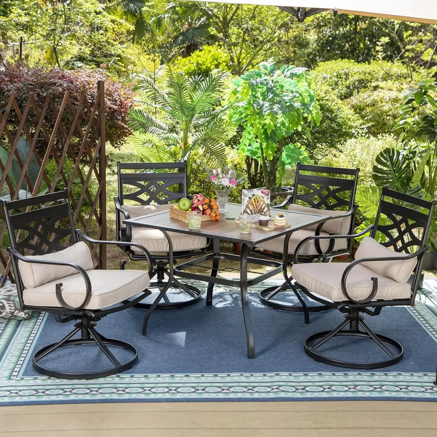 Guangbai 5 Piece Patio Dining Set With 4 Swivel Chairs