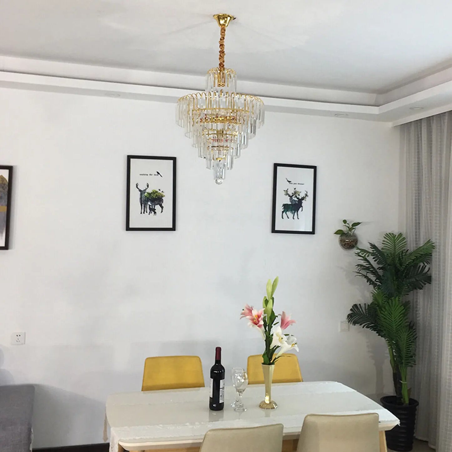 Bymaocar Luxury Crystal Chandelier Modern Pendant Lamp