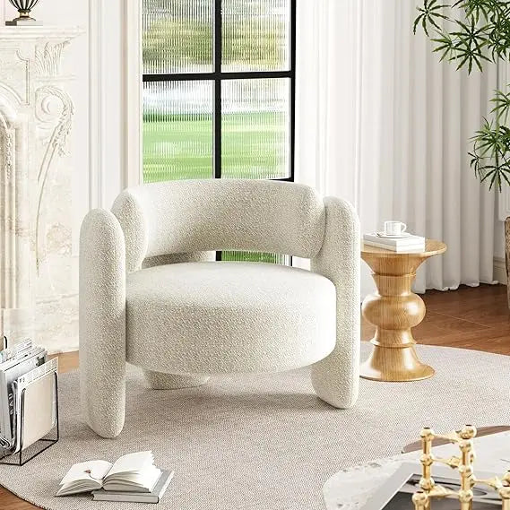 Chenille Armchair Barrel Accent Chair Mid Century Upholstered