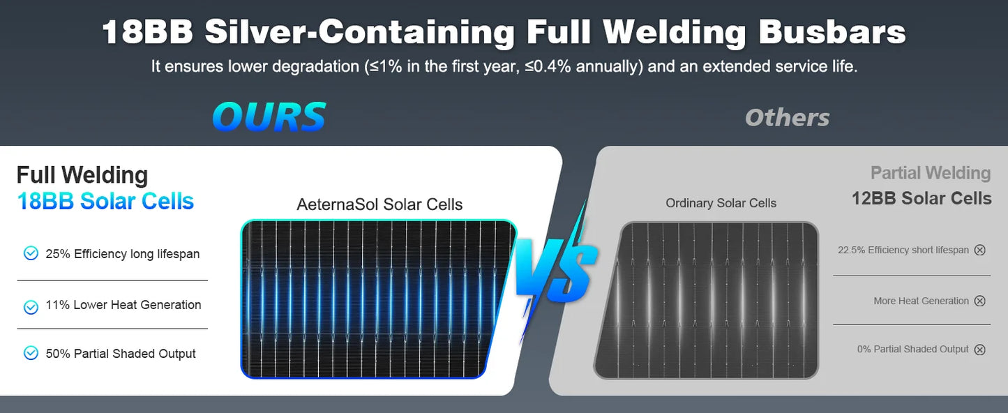 AeternaSol 200W N Type Monocrystalline Solar Panel Kit Off Grid PV System