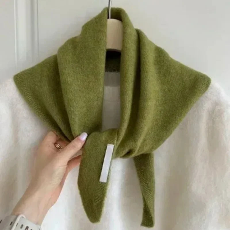 Xizou British Korean Style Wool Knitted Triangular Scarf