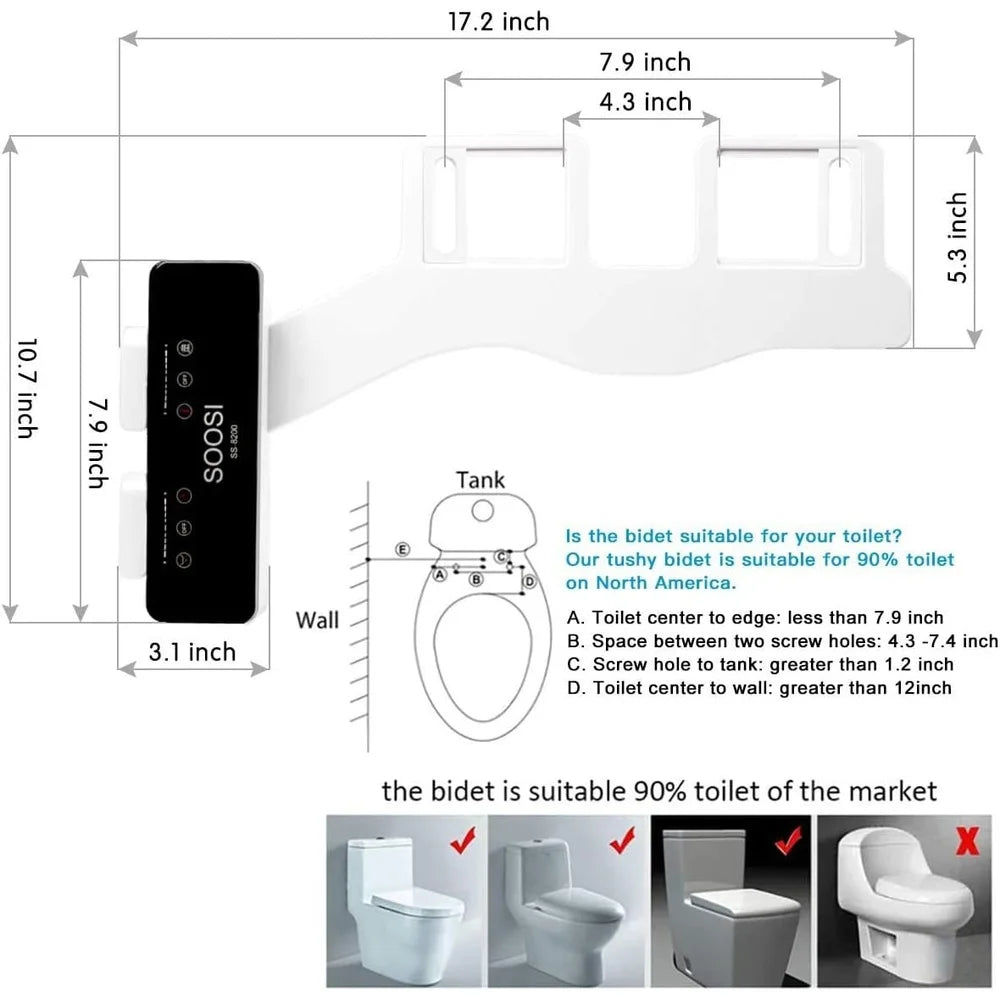 XMSJ Self Cleaning Ultra Slim Bidet Attachment Dual Nozzle