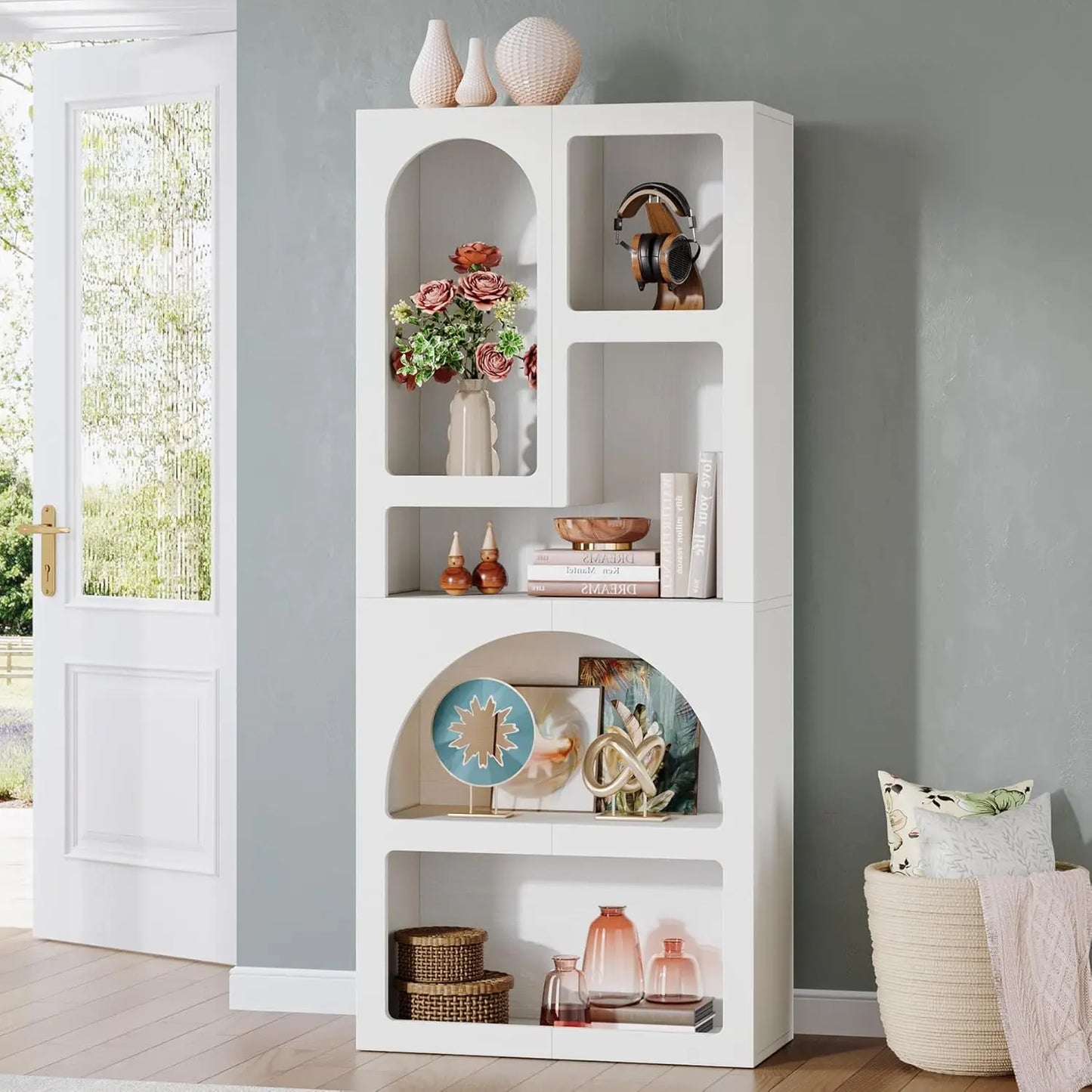 Little Tree Geometric Bookshelf Arched Bookcase Living Room