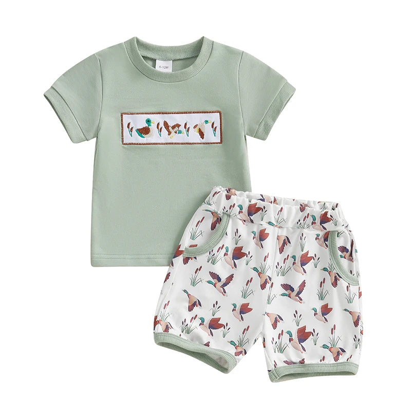 Toddler Boys Animal Print T Shirt And Camo Shorts Set