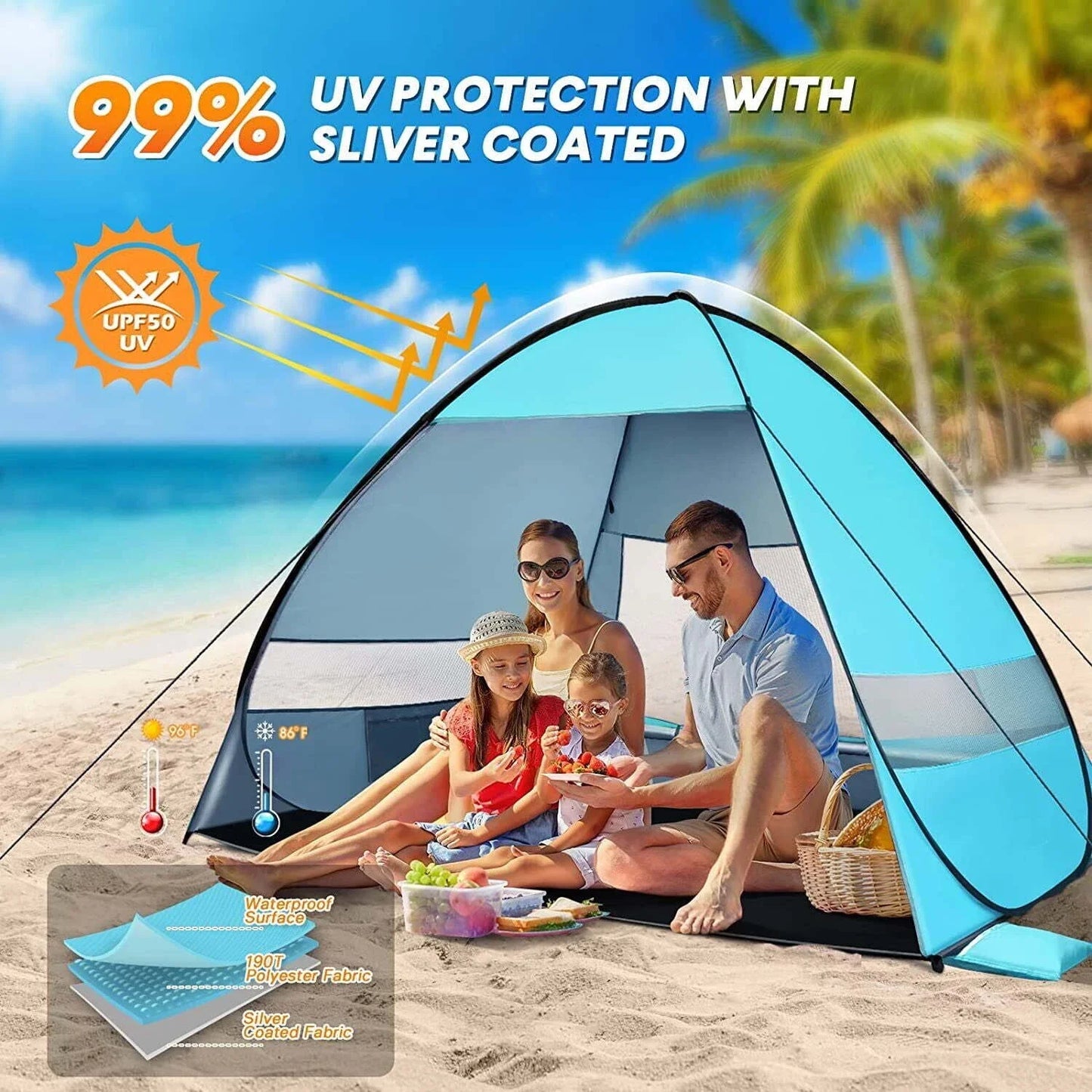 Hign Concerned Pop Up Beach Tent Camping Shade Shelter