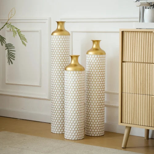 Hign-concerned Floor Metal Vase Set Of 3 Modern Decor