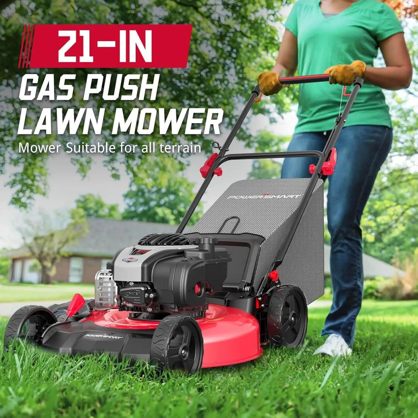 XMSJ 3 In 1 Gas Push LawnMower 140cc Briggs Stratton
